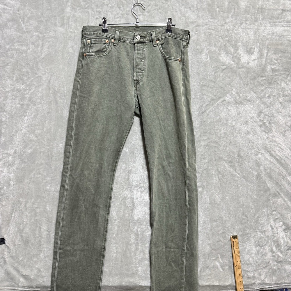 Levi's 501 Original Fit Jeans Mens 30x34 Green Denim Straight Leg Button Fly